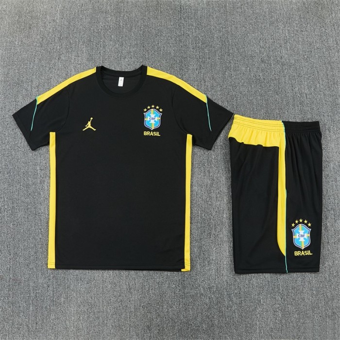 26/27 Brazil Black & Yellow Short Sleeve+Soccer Shorts