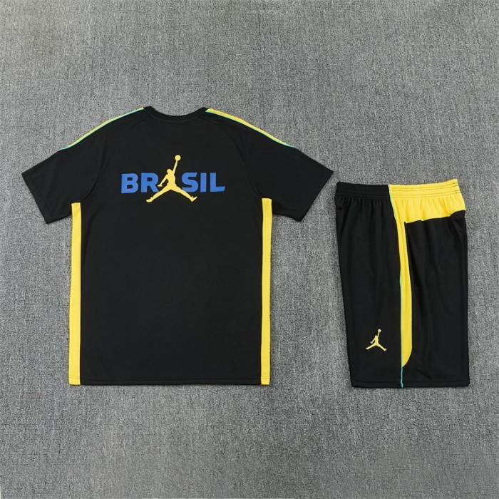 26/27 Brazil Black & Yellow Short Sleeve+Soccer Shorts