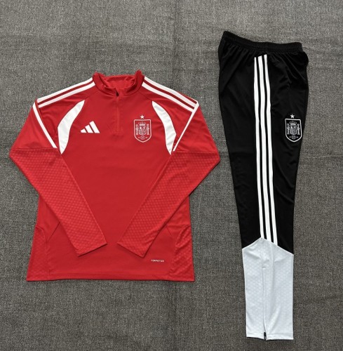 26/27 Kids Spain Red Half Zipper Jacket Tracksuit + Long Pants