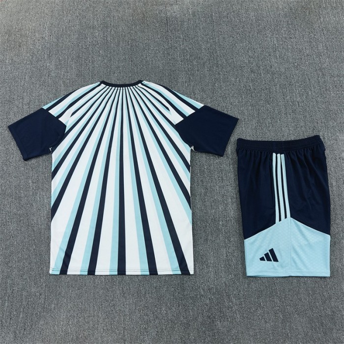 26/27 Argentina White & Light Blue Radial Stripe Short Sleeve+Soccer Shorts