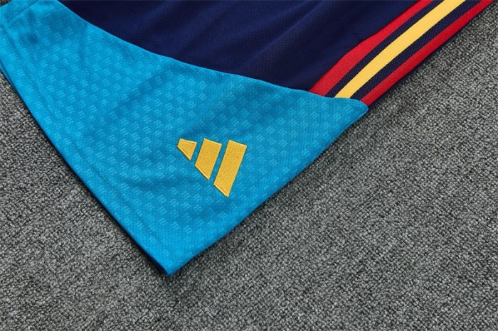 26/27 Spain Navy Blue Multi-Color Diagonal Stripe Short Sleeve+Soccer Shorts
