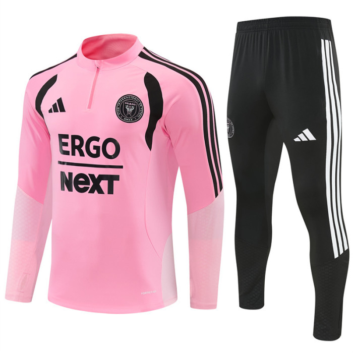 26/27 Inter Miami CF Pink  Half Zipper Jacket Tracksuit + Black Long Pants