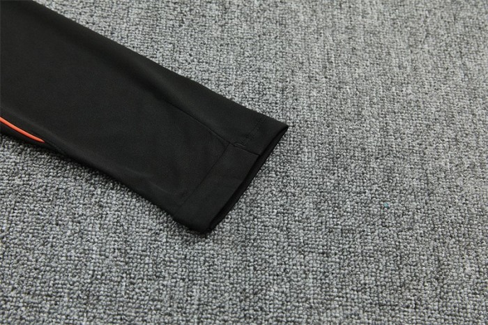 26/27 Netherlands Black & Orange  Half Zipper Jacket Tracksuit + Long Pants