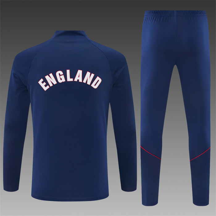 26/27 England Navy Blue  Half Zipper Jacket Tracksuit + Long Pants (Nike)