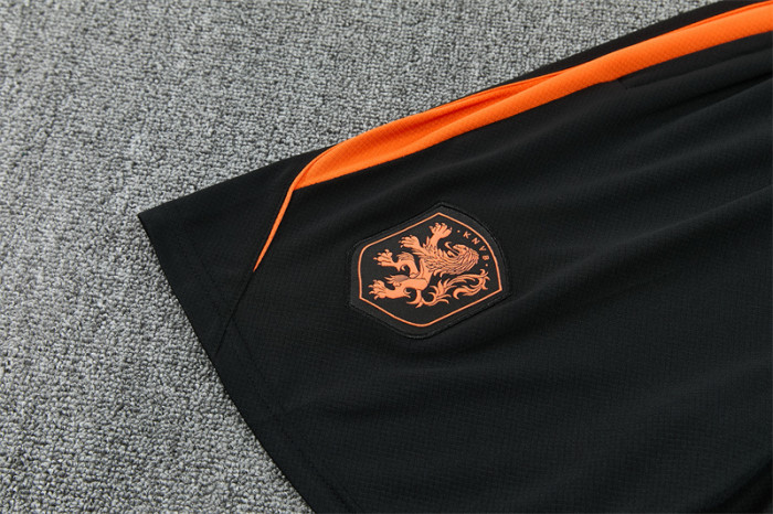 26/27 Netherlands Black & Orange  Short Sleeve+Soccer Shorts