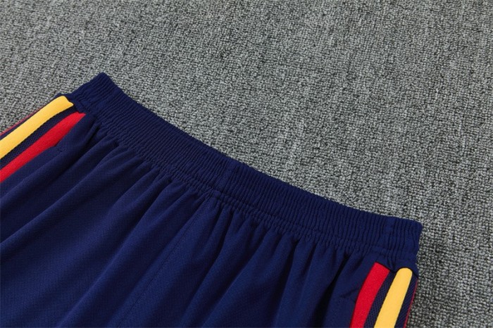 26/27 Spain Navy Blue Multi-Color Diagonal Stripe Short Sleeve+Soccer Shorts