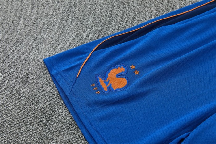 26/27 France Blue & Orange Short Sleeve+Soccer Shorts