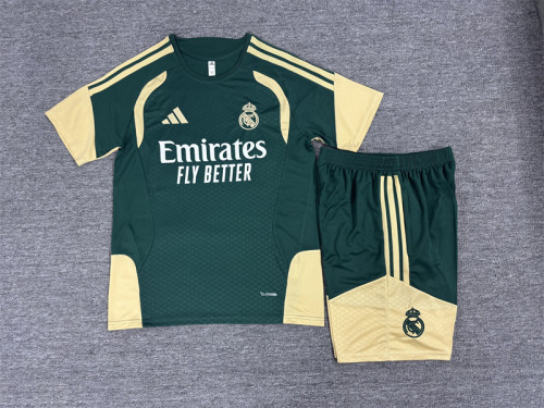 26/27 Kids Real Madrid Green & Cream  Short Sleeve+Soccer Shorts