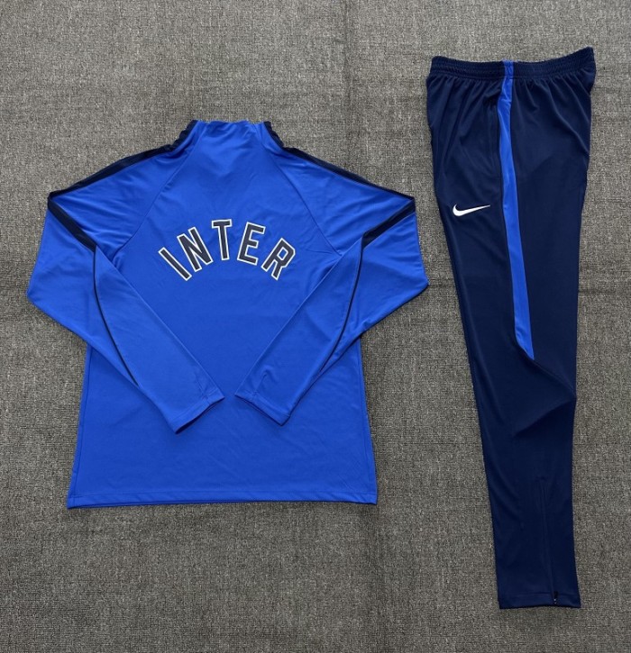26/27 Kids  Inter Milan Royal Blue Half  Zipper Jacket Tracksuit + Long Pants (Nike)