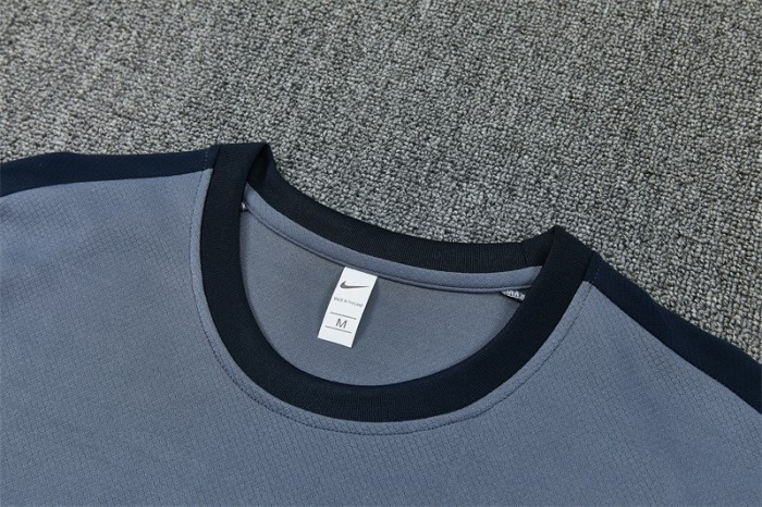26/27 England Grey Short Sleeve+ Navy Blue Soccer Shorts