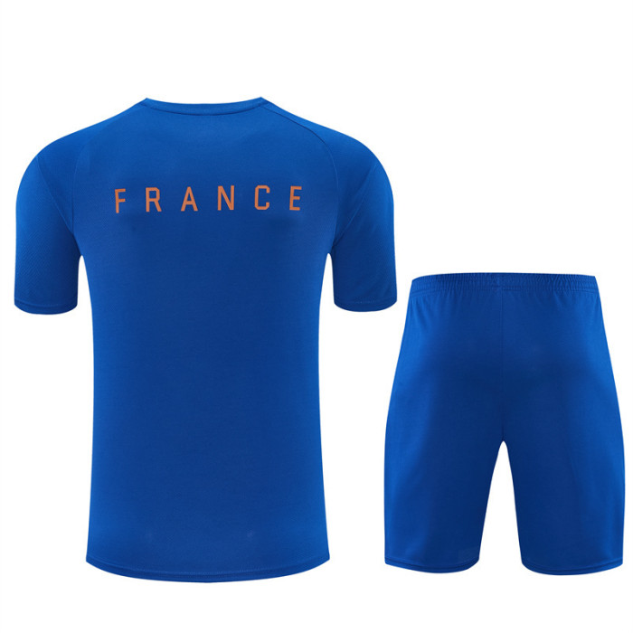 26/27 France Blue & Orange Short Sleeve+Soccer Shorts