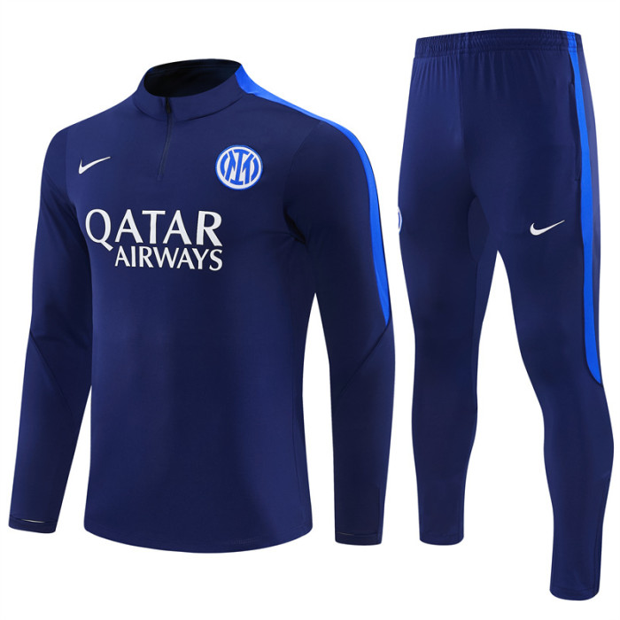 26/27 Inter Milan Dark Navy Blue Half Zipper Jacket Tracksuit + Long Pants