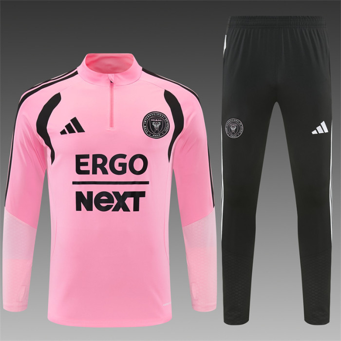 26/27 Inter Miami CF Pink  Half Zipper Jacket Tracksuit + Black Long Pants