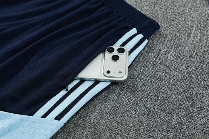 26/27 Argentina White & Light Blue Radial Stripe Short Sleeve+Soccer Shorts
