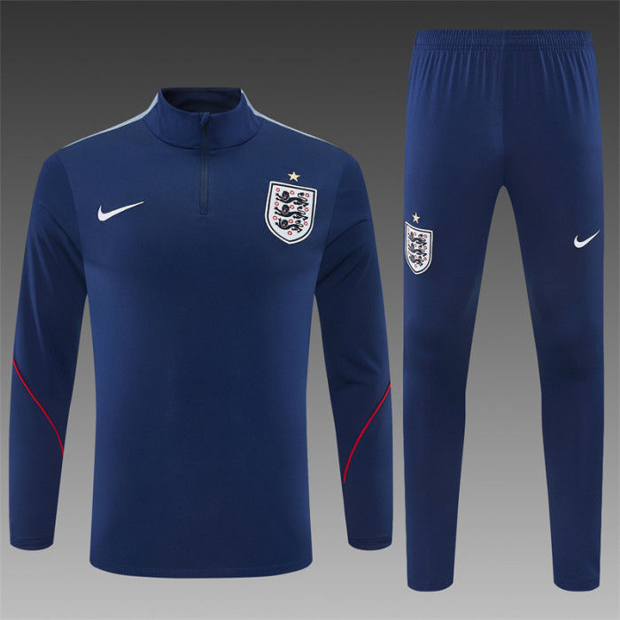 26/27 England Navy Blue  Half Zipper Jacket Tracksuit + Long Pants (Nike)