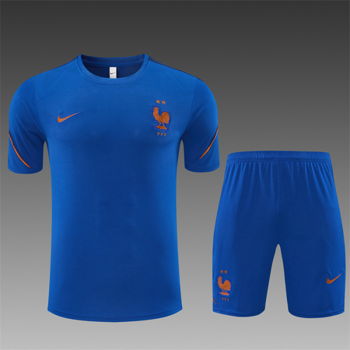 26/27 France Blue & Orange Short Sleeve+Soccer Shorts