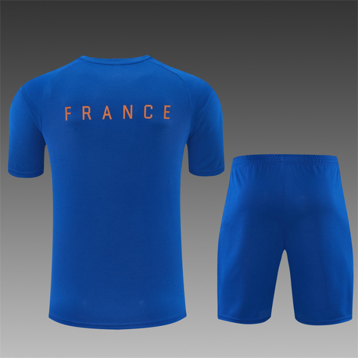 26/27 France Blue & Orange Short Sleeve+Soccer Shorts