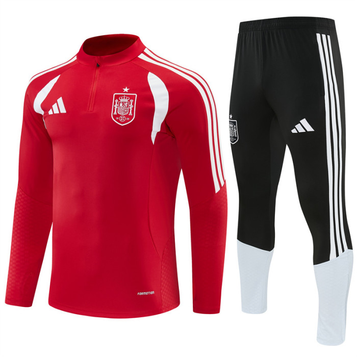 26/27 Spain Red Half Zipper Jacket Tracksuit + Long Pants