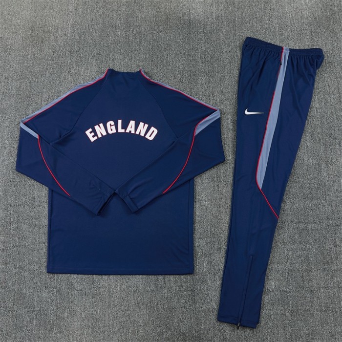 26/27 England Navy Blue  Half Zipper Jacket Tracksuit + Long Pants (Nike)