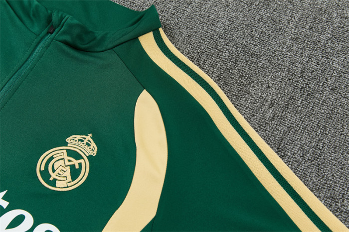 26/27 Real Madrid Green & Cream  Half Zipper Jacket Tracksuit + Long Pants