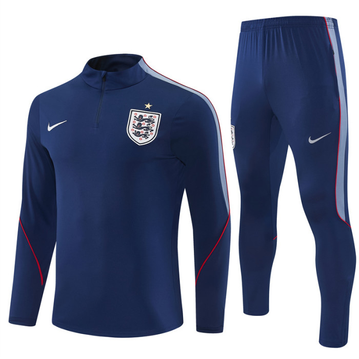 26/27 England Navy Blue  Half Zipper Jacket Tracksuit + Long Pants (Nike)
