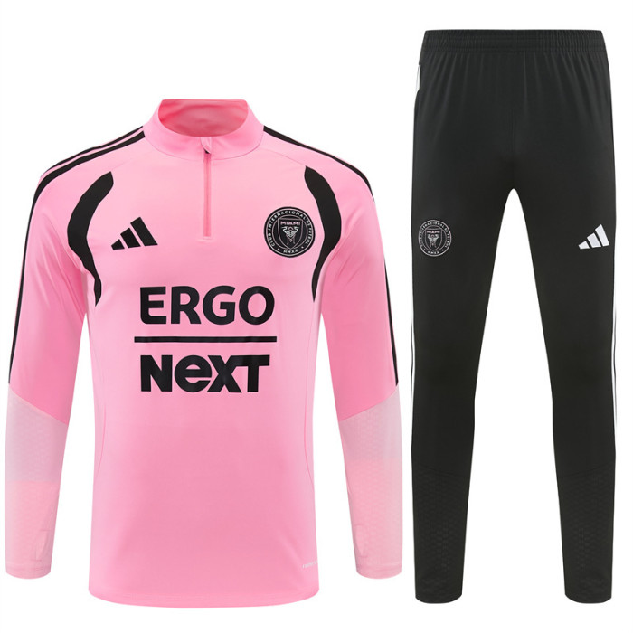 26/27 Inter Miami CF Pink  Half Zipper Jacket Tracksuit + Black Long Pants