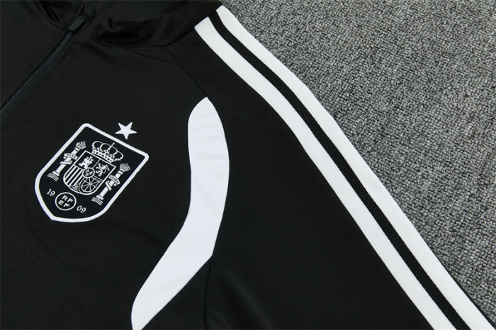 26/27 Spain Black & White Half Zipper Jacket Tracksuit + Long Pants