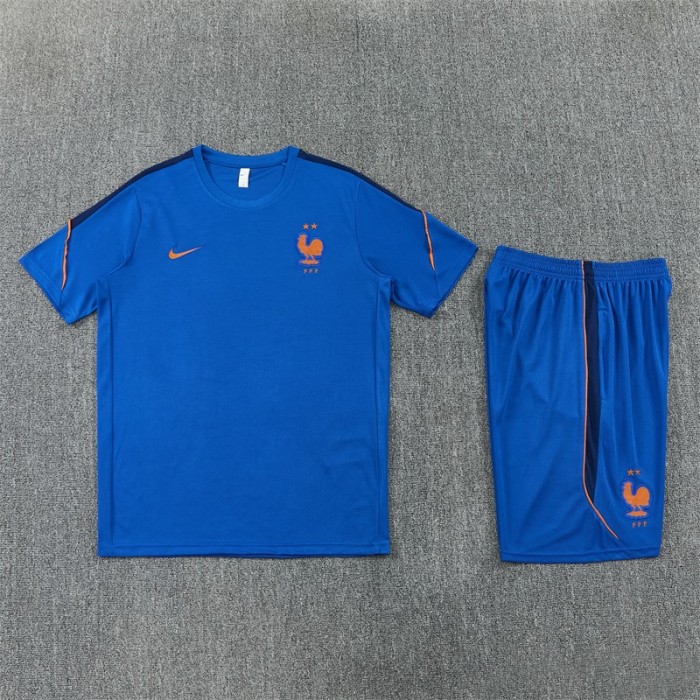 26/27 France Blue & Orange Short Sleeve+Soccer Shorts