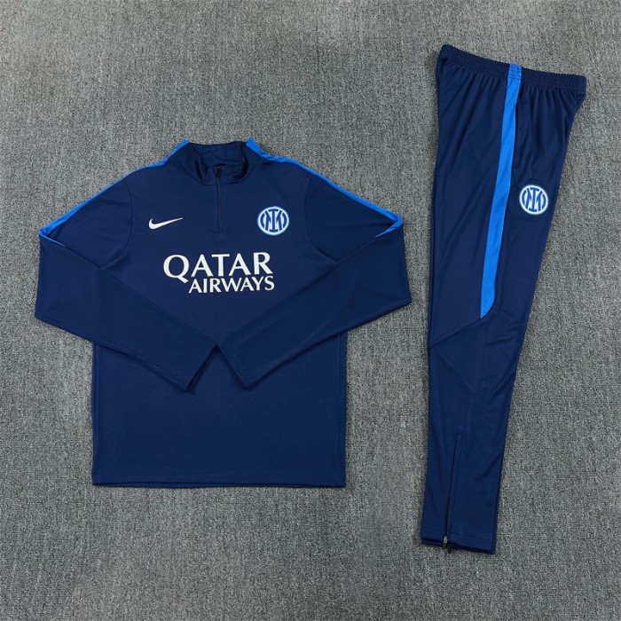 26/27 Inter Milan Dark Navy Blue Half Zipper Jacket Tracksuit + Long Pants