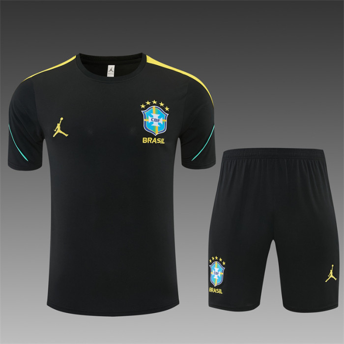 26/27 Brazil Black & Yellow Short Sleeve+Soccer Shorts