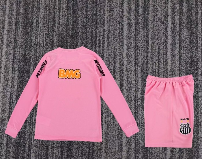 Retro 12/13 Kids Santos Away Pink Long Sleeve Jersey