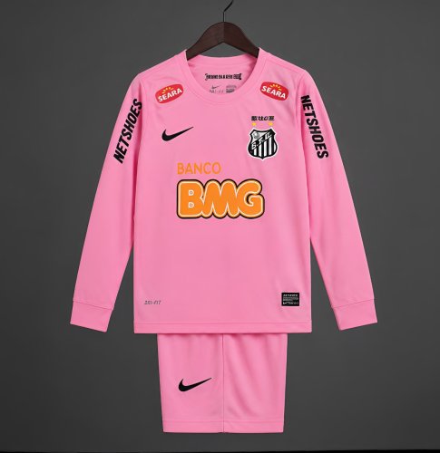 Retro 12/13 Kids Santos Away Pink Long Sleeve Jersey