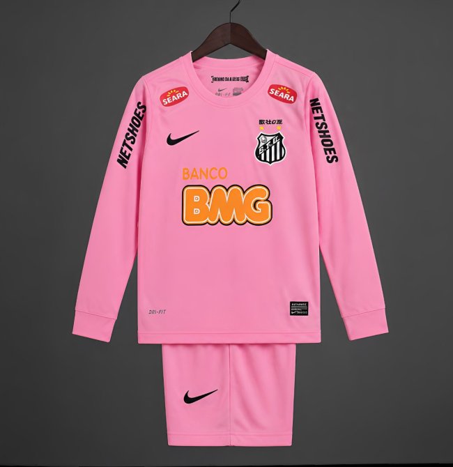 Retro 12/13 Kids Santos Away Pink Long Sleeve Jersey