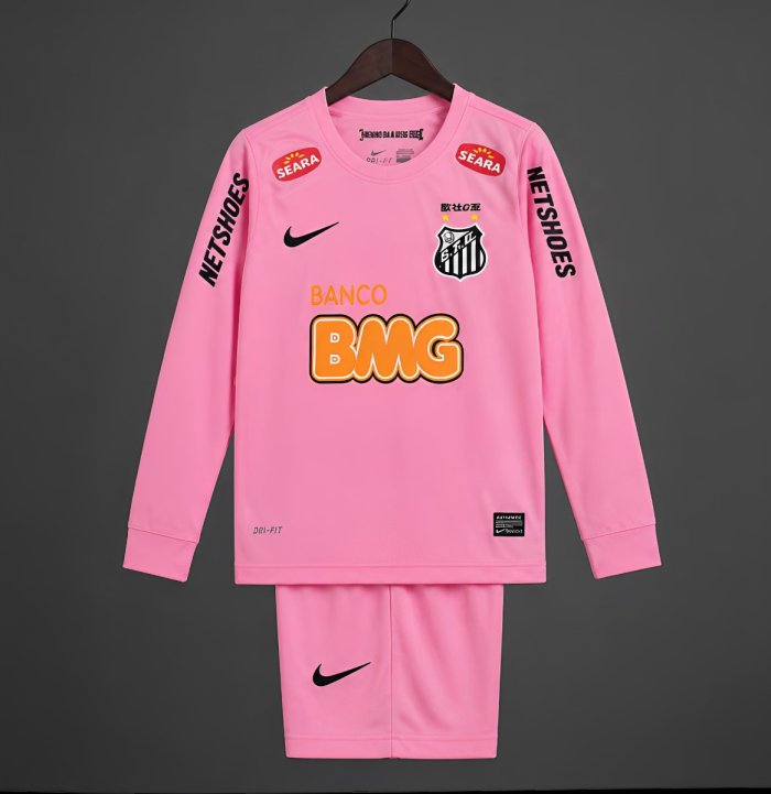 Retro 12/13 Kids Santos Away Pink Long Sleeve Jersey