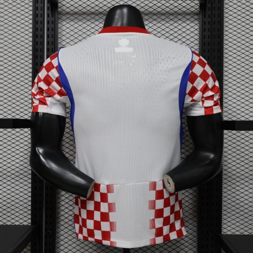 Player Version 2026 Croatia Home White & Red with Gradient Checkerboard Pattern Jersey