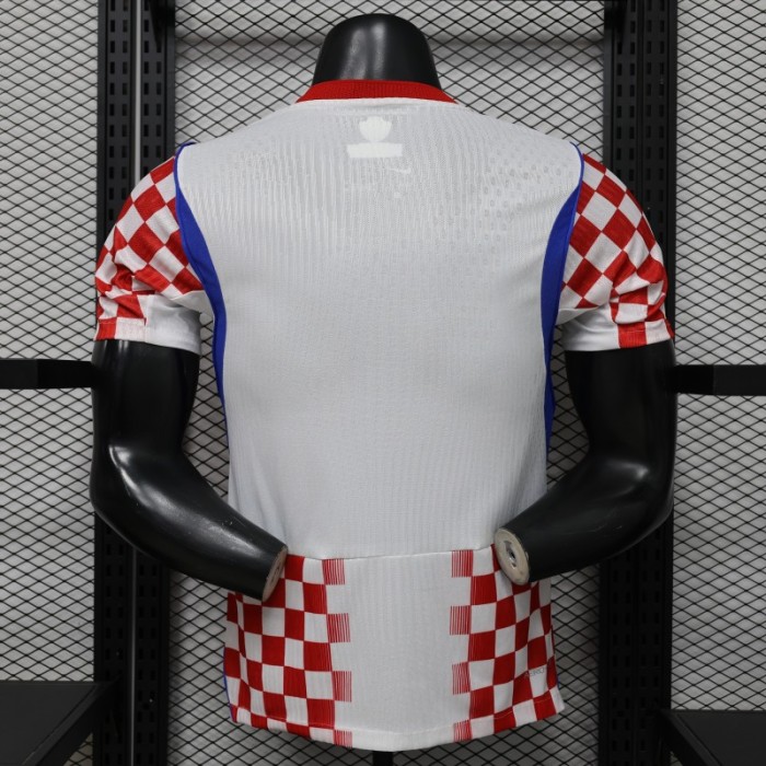 Player Version 2026 Croatia Home White & Red with Gradient Checkerboard Pattern Jersey