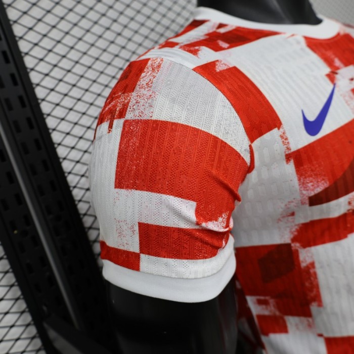 Player Version 2026 Croatia Home Red White with Checkerboard Pattern Jersey