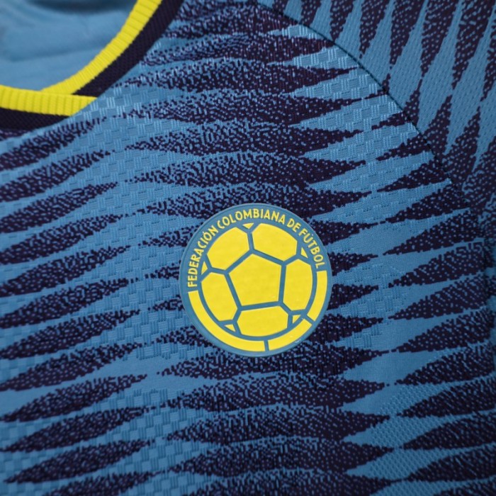 Player Version 2026 Womens Colombia Away Blue with Wave Diamond Pattern Jersey