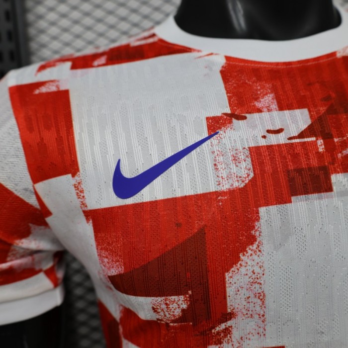 Player Version 2026 Croatia Home Red White with Checkerboard Pattern Jersey