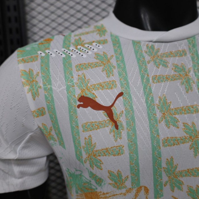 Player Version 2026 Ivory Coast Away White with Tropical Sunflower  Print Jersey