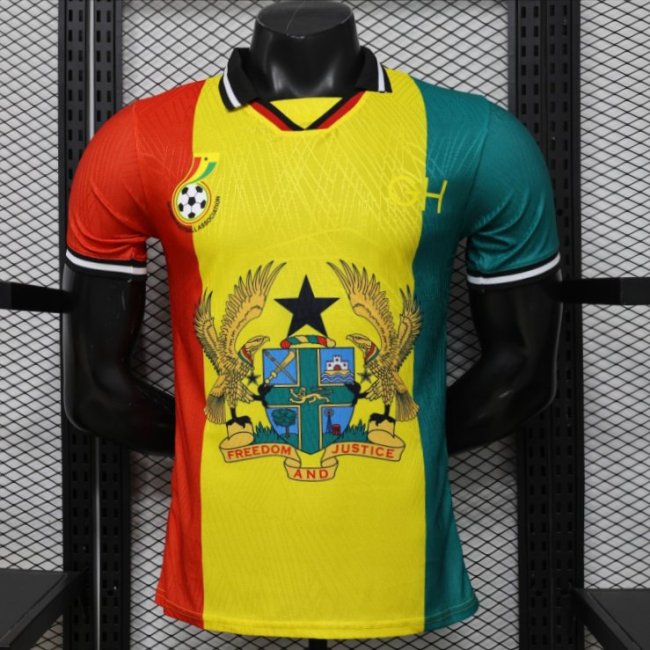 Player Version 2026 Ghana Special Edition Yellow Red Green with National Coat of Arms & Flag Jersey