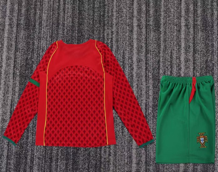 Retro 2004 Kids Portugal Home Long Sleeve Jersey
