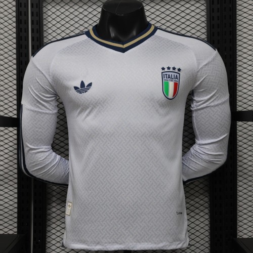 Player Version 2026 Italy Away White  Long Sleeve Jersey