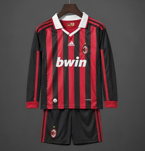 Retro 09/10 Kids AC Milan Home Long Sleeve Jersey