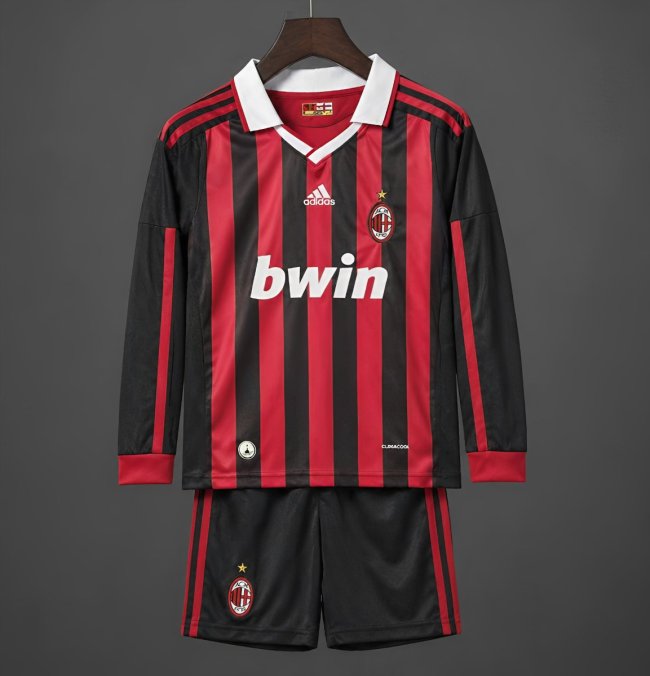 Retro 09/10 Kids AC Milan Home Long Sleeve Jersey
