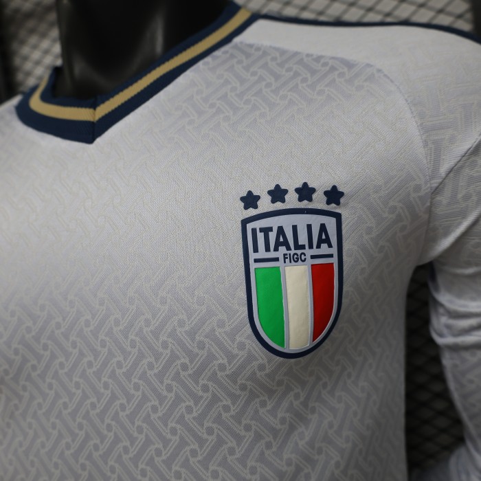 Player Version 2026 Italy Away White  Long Sleeve Jersey