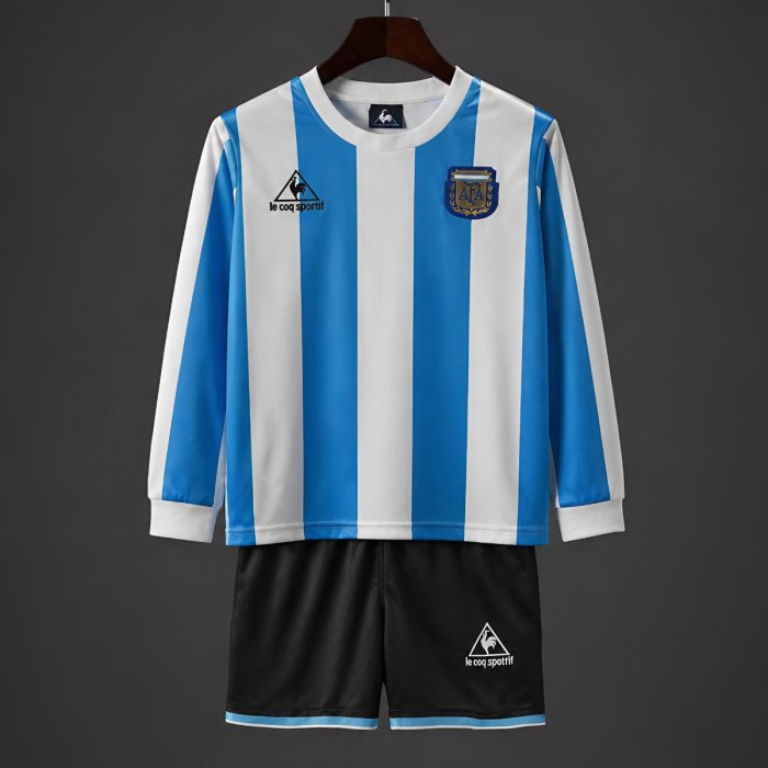 Retro 1998 Kids Argentina Home Long Sleeve Jersey