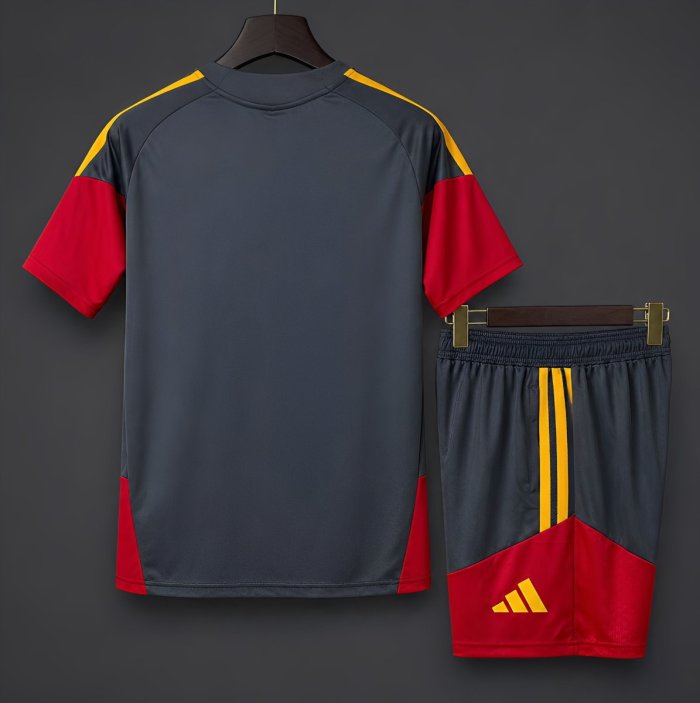 26/27 AS Roma Dark Grey/Red/Yellow Training Jersey+Shorts
