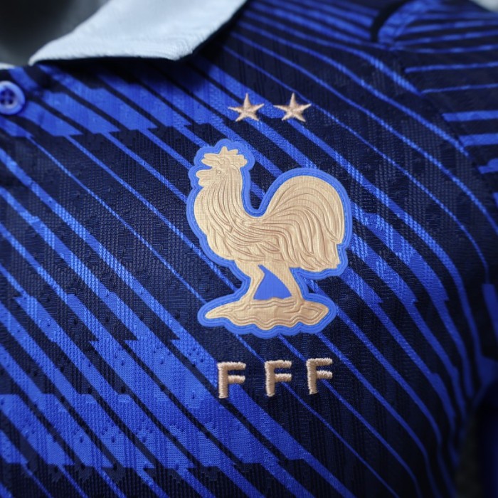 Player Version 2026 France Home Blue  Polo Collar Long Sleeve Jersey