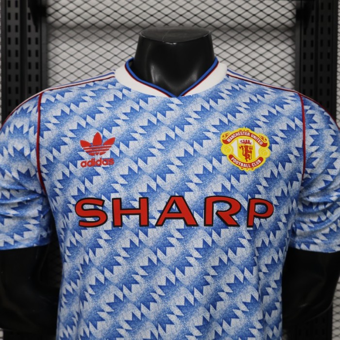 Player Version 26/27  Manchester United Away Blue Vintage Remake   Jersey